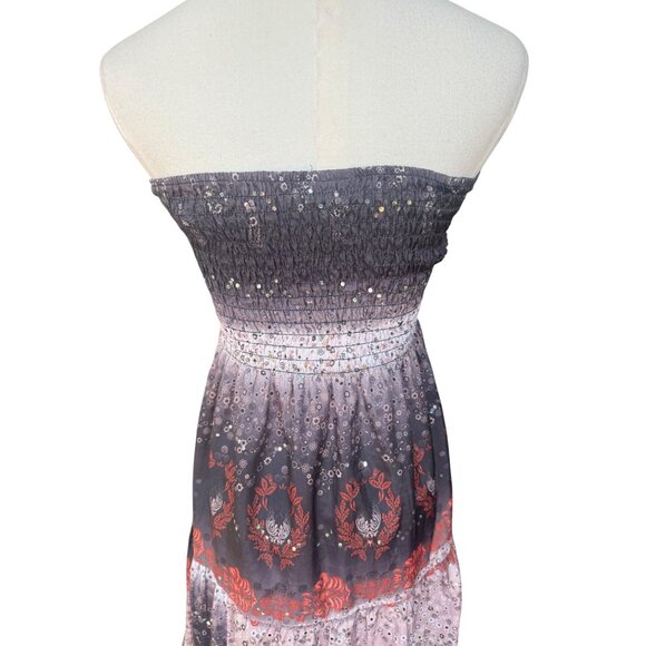 Vintage Ingear Y2K‎ Boho Strapless Midi Dress L Dark Fairy Ren Faire Gypsy - Picture 6 of 9